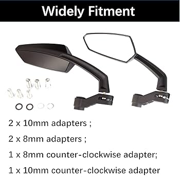 Amazon.com: Black Angled Motorcycle Side Mirrors 8/10mm